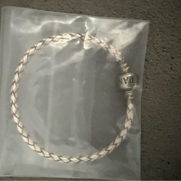 Pandora Braided Silver and Gold colored leather Bracelet - Picture 2 of 2